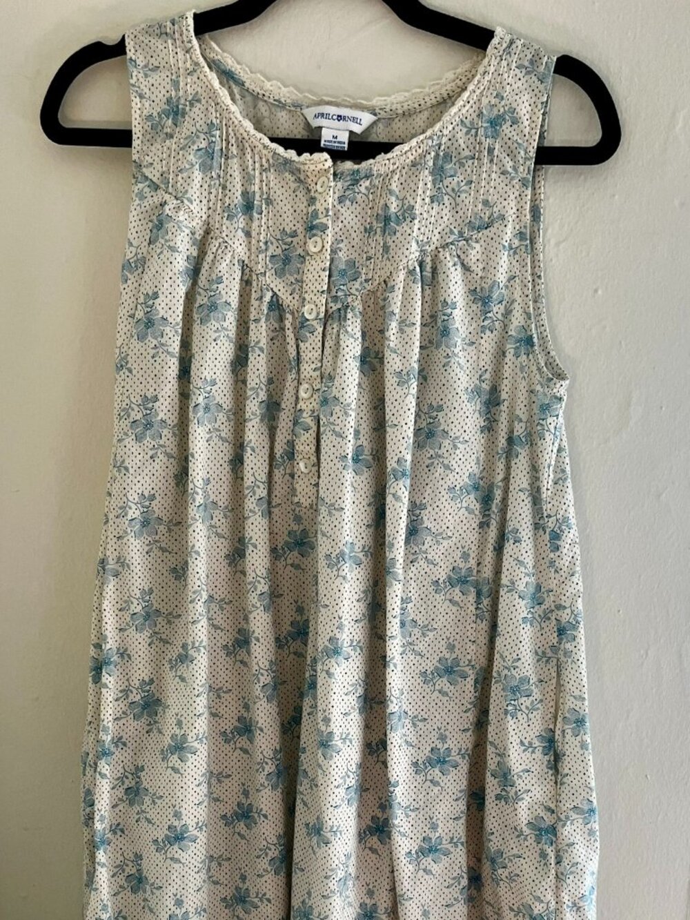 April Cornell Blue and White Floral Sleeveless Nightgown